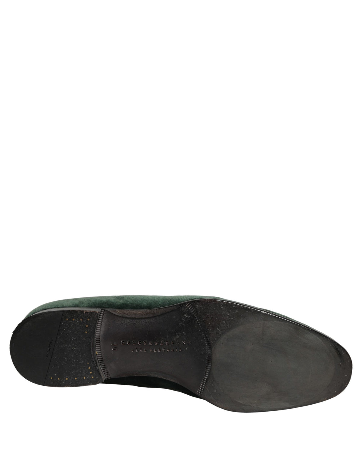 Dolce & Gabbana Green Velvet Embellished Dress Loafers