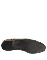 Dolce & Gabbana Gold Striped Sequin Loafer Shoes