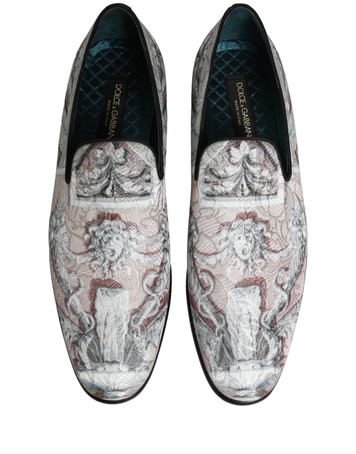 Dolce & Gabbana Multicolor Velvet Baroque Dress Loafers