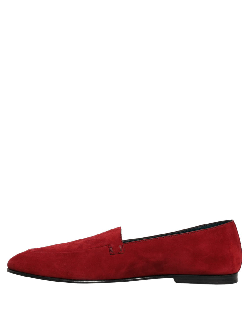 Dolce & Gabbana Red Suede Logo Slip-On Loafers for Men