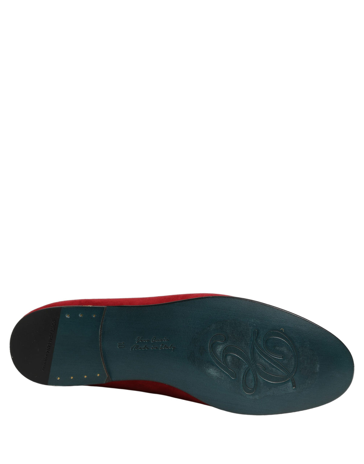 Dolce & Gabbana Red Suede Logo Slip-On Loafers for Men