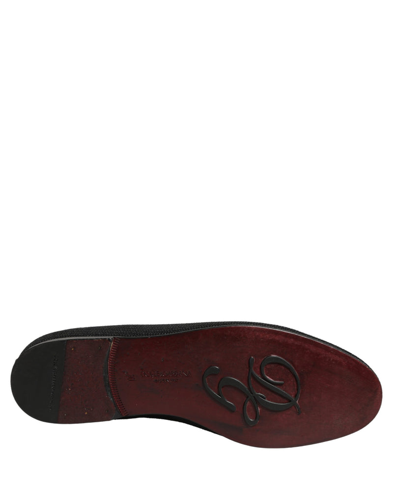Dolce & Gabbana Black Woven Men Slip-On Dress Loafers