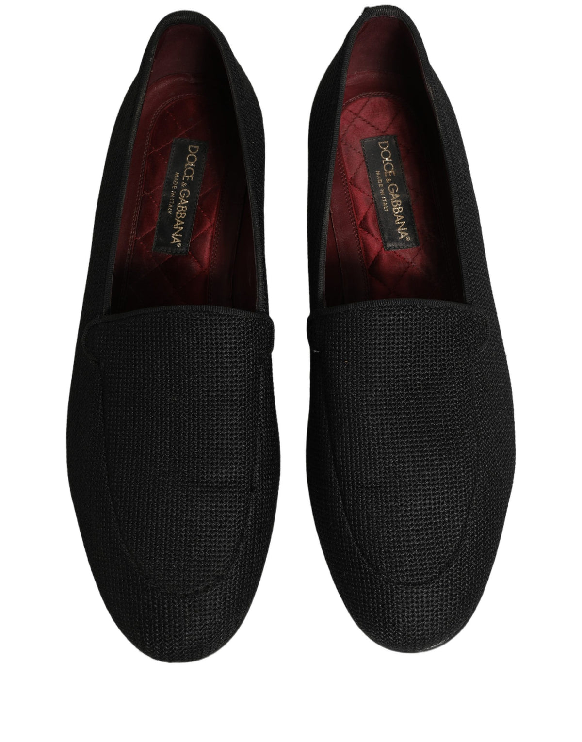 Dolce & Gabbana Black Woven Men Slip-On Dress Loafers