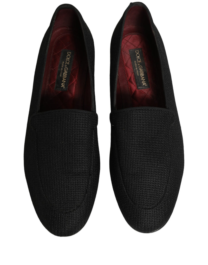 Dolce & Gabbana Black Woven Men Slip-On Dress Loafers