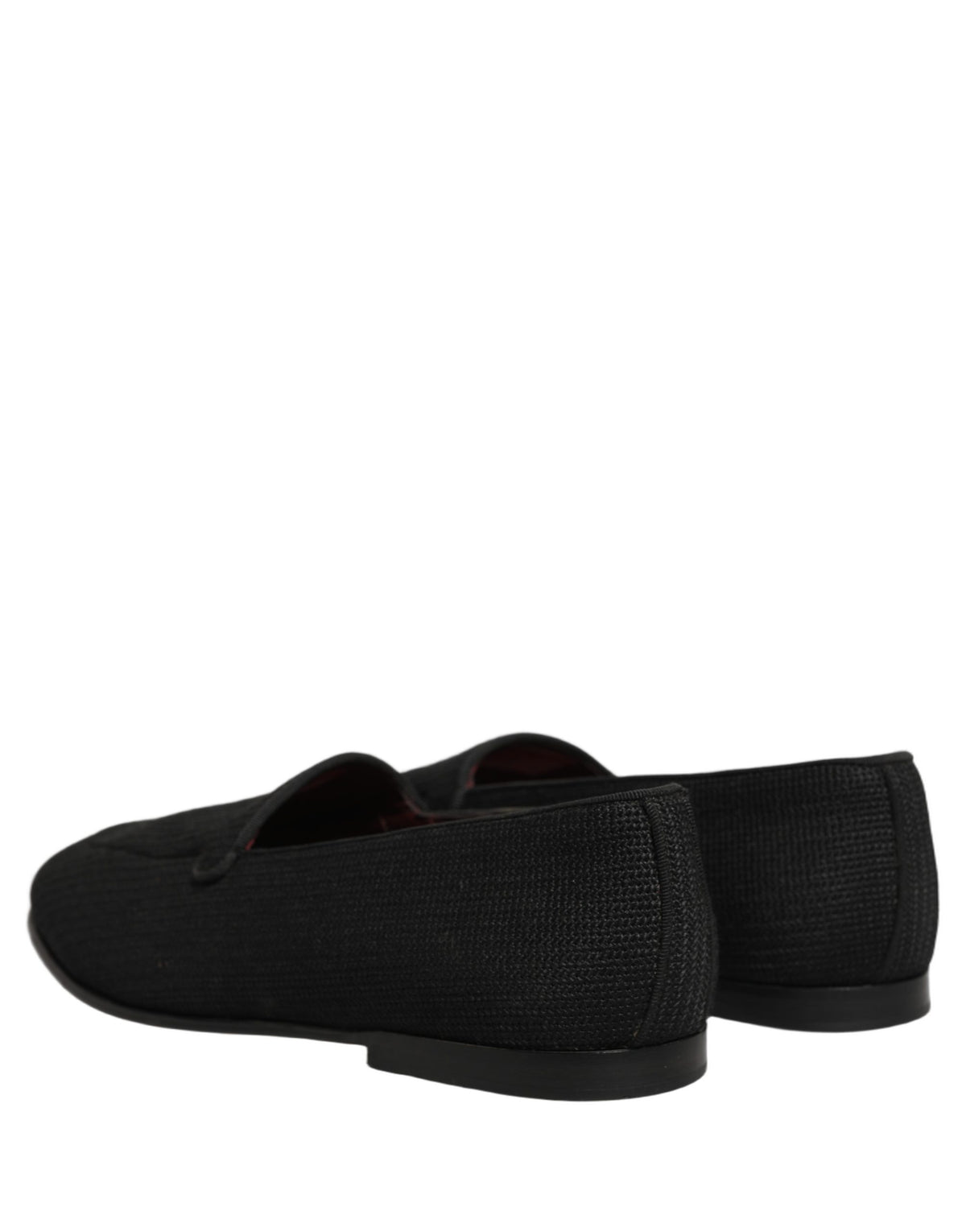Dolce & Gabbana Black Woven Men Slip-On Dress Loafers