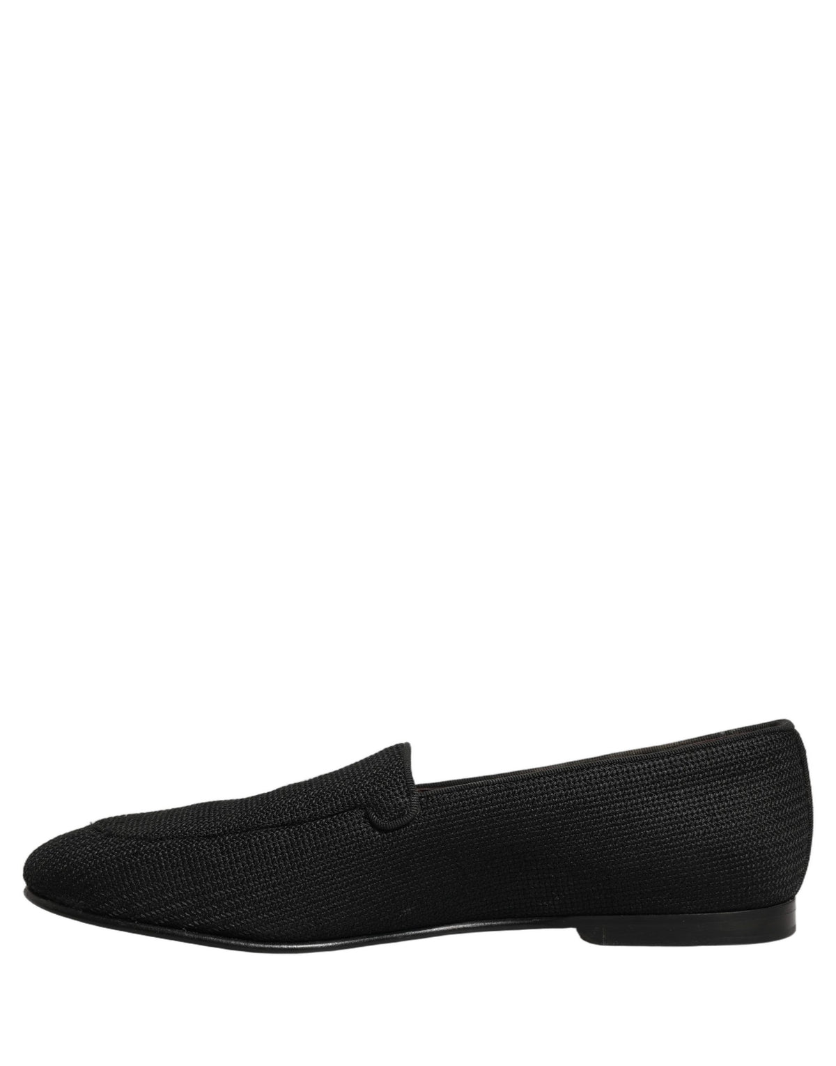 Dolce & Gabbana Black Woven Men Slip-On Dress Loafers