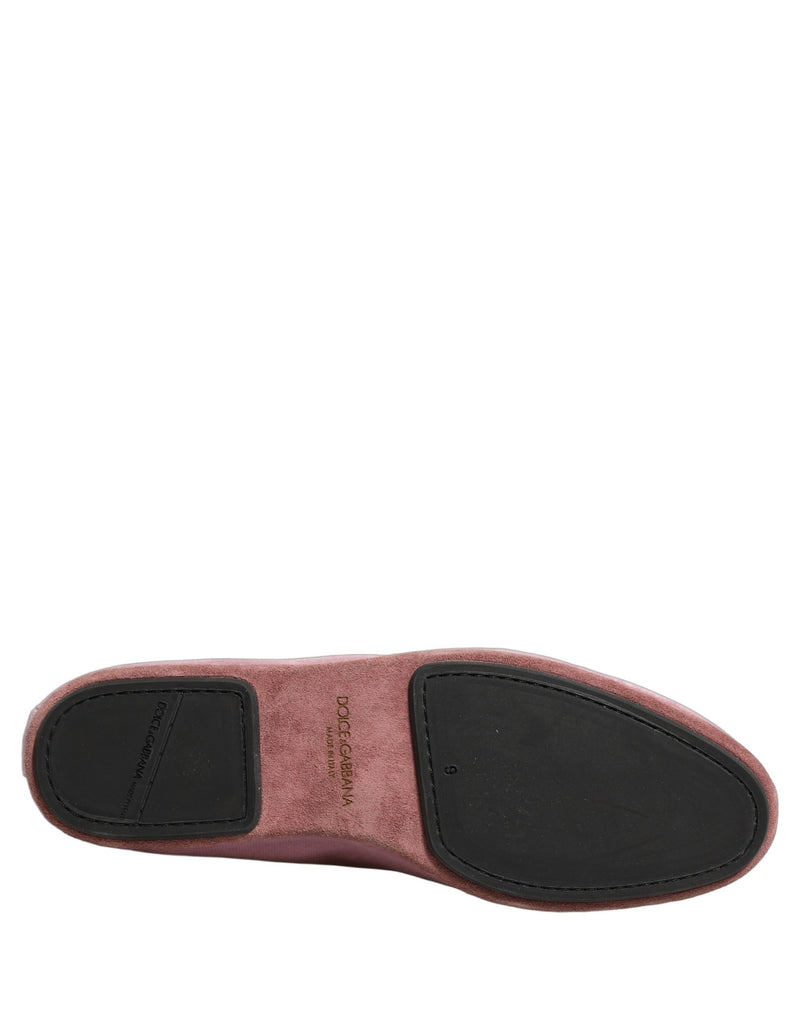Dolce & Gabbana Pink Velvet Slip-On Loafers for Men