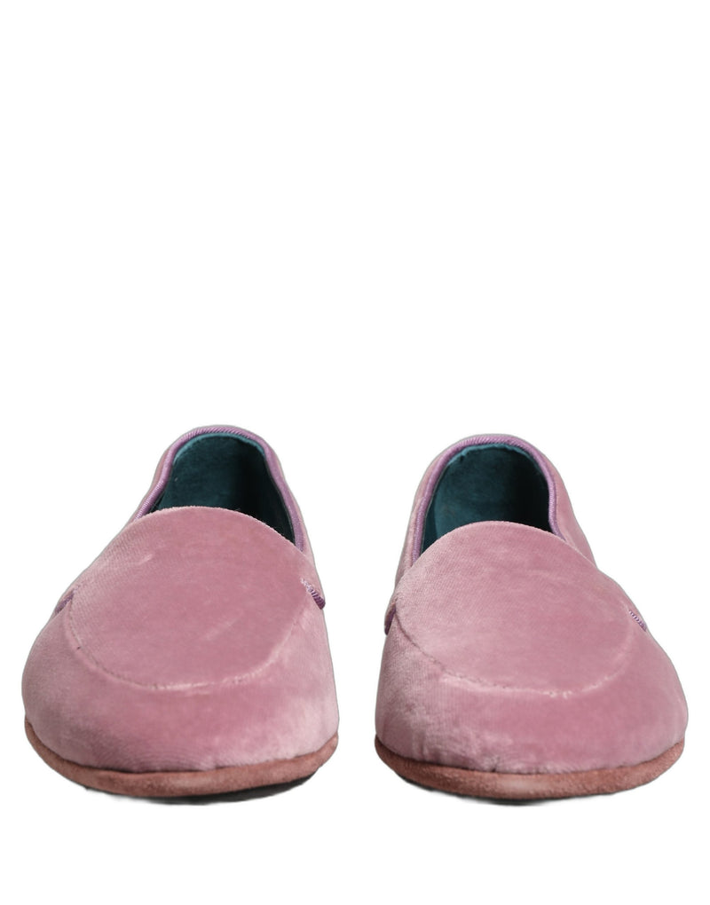 Dolce & Gabbana Pink Velvet Slip-On Loafers for Men