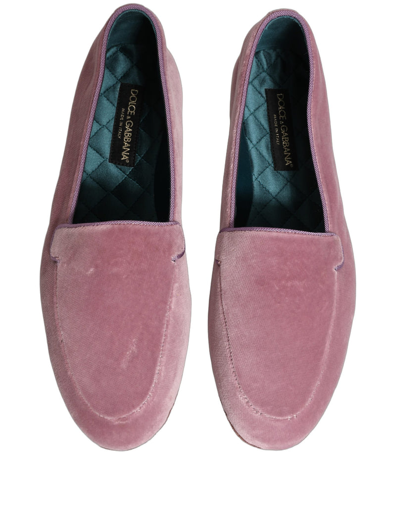 Dolce & Gabbana Pink Velvet Slip-On Loafers for Men