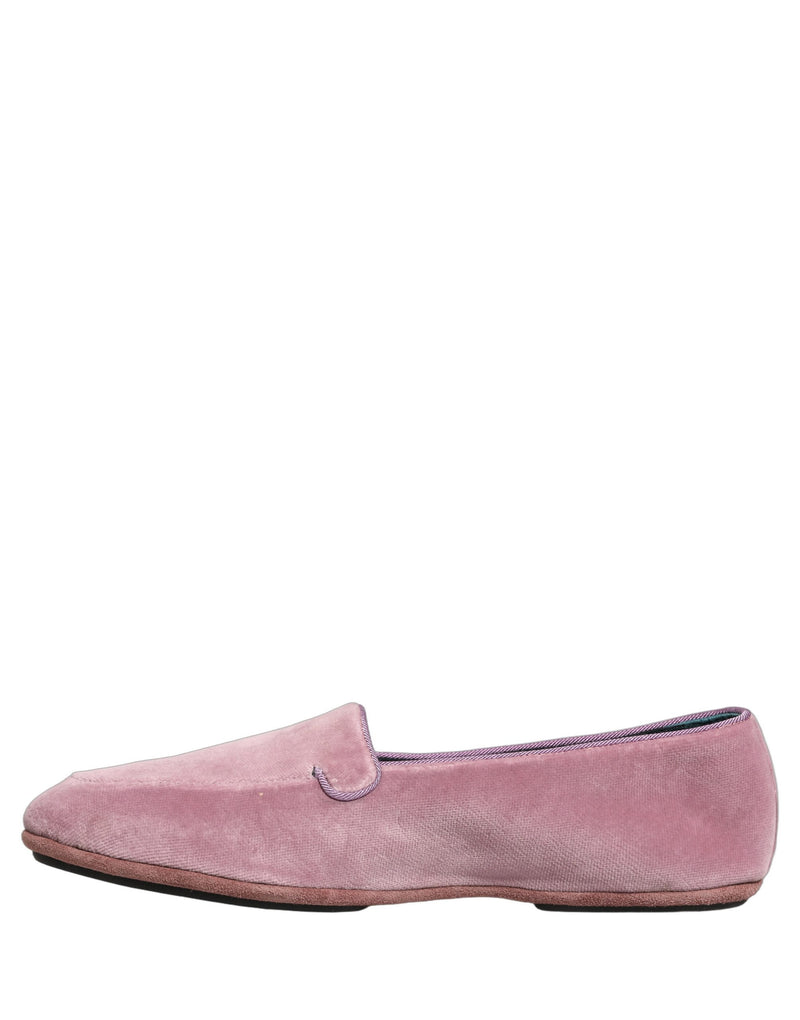 Dolce & Gabbana Pink Velvet Slip-On Loafers for Men