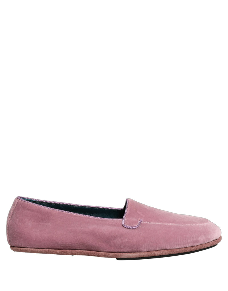 Dolce & Gabbana Pink Velvet Slip-On Loafers for Men