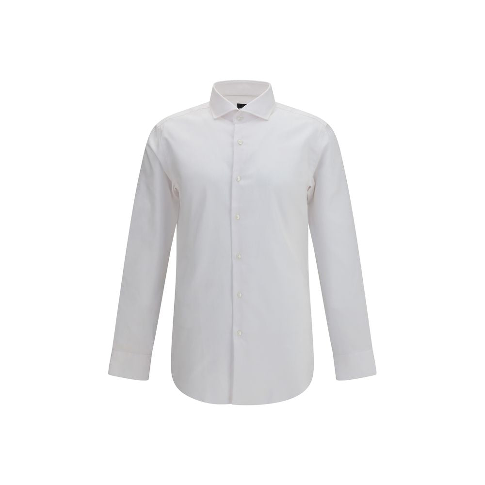Hugo Boss Black White Cotton Dress Shirt for Men