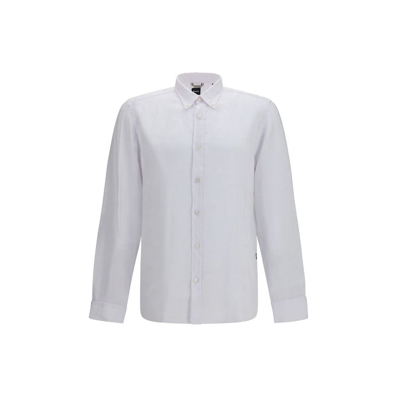 Chemise en lin blanche et noire Hugo Boss