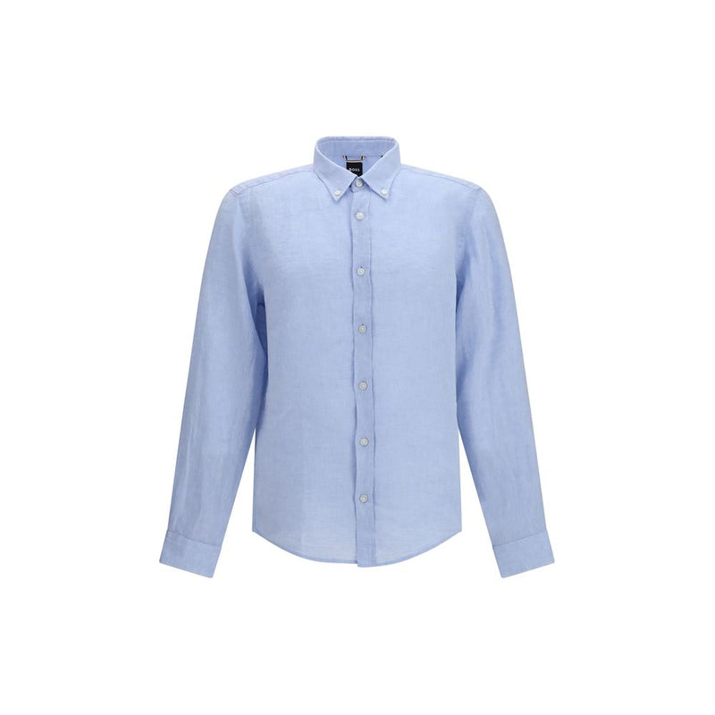 Chemise en lin bleu Hugo Boss Black