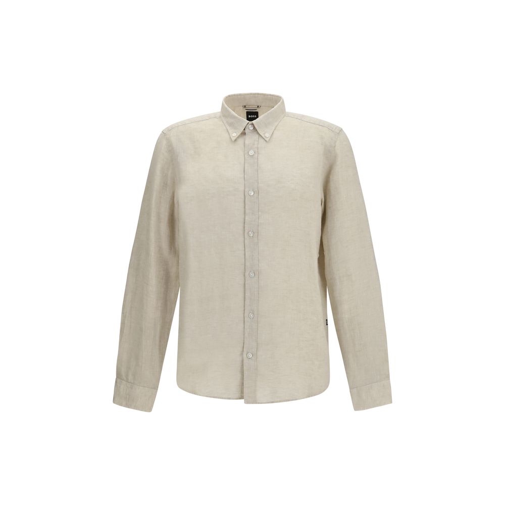 Hugo Boss Black Beige Linen Dress Shirt for Men