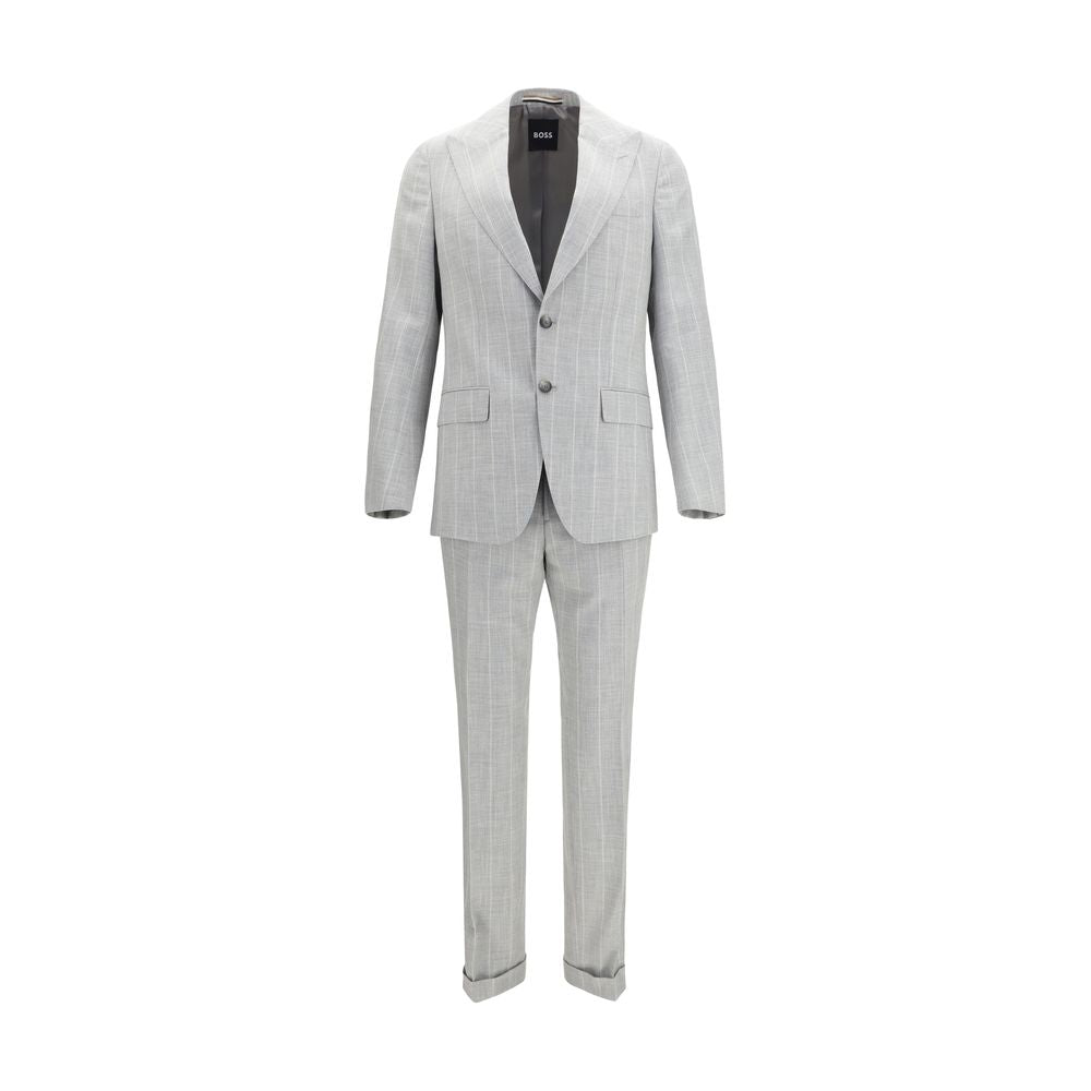 Hugo Boss Black Gray Cotton Two-Piece Suit for Men
