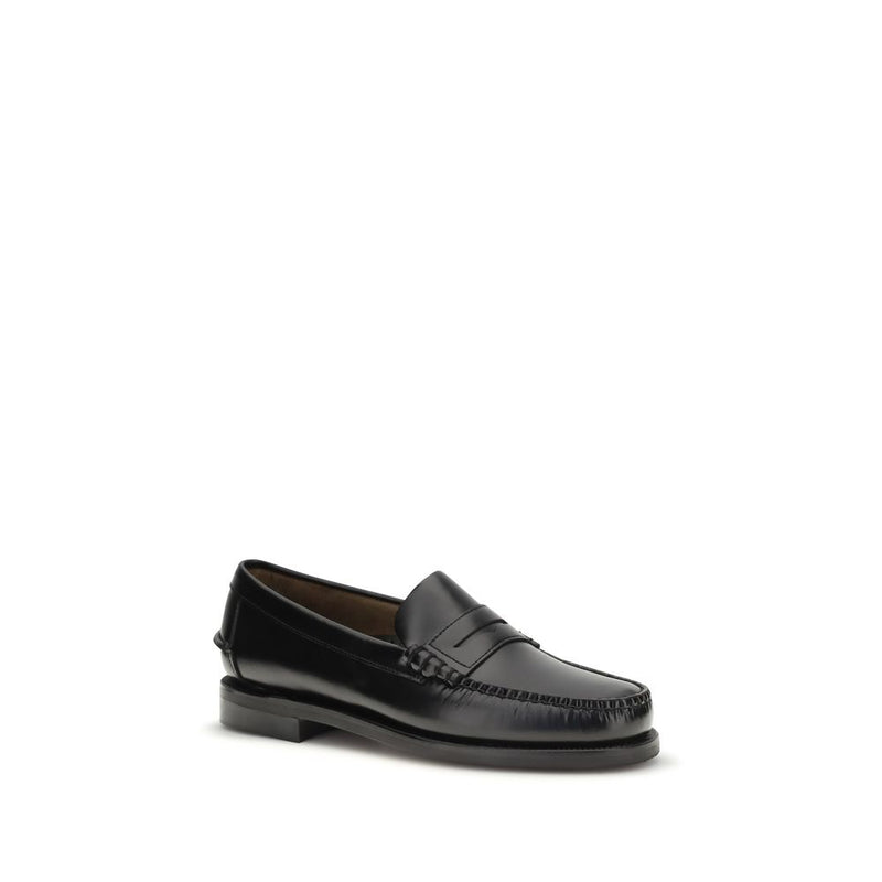 Sebago Black Calf Leather Bos Taurus Slip-On Loafers