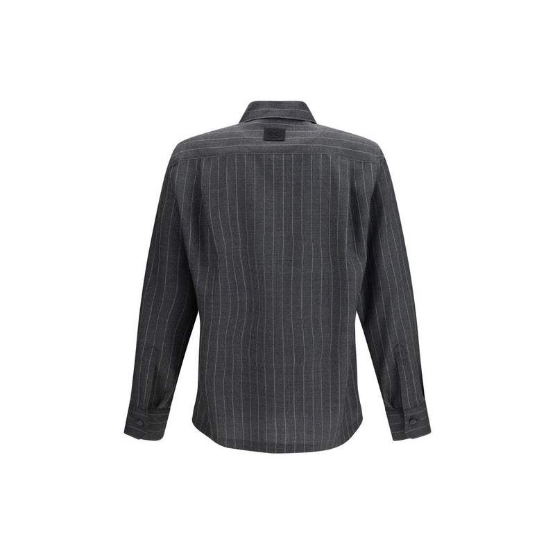 Dolce & Gabbana Gray Wool Oves Aries Dress Shirt