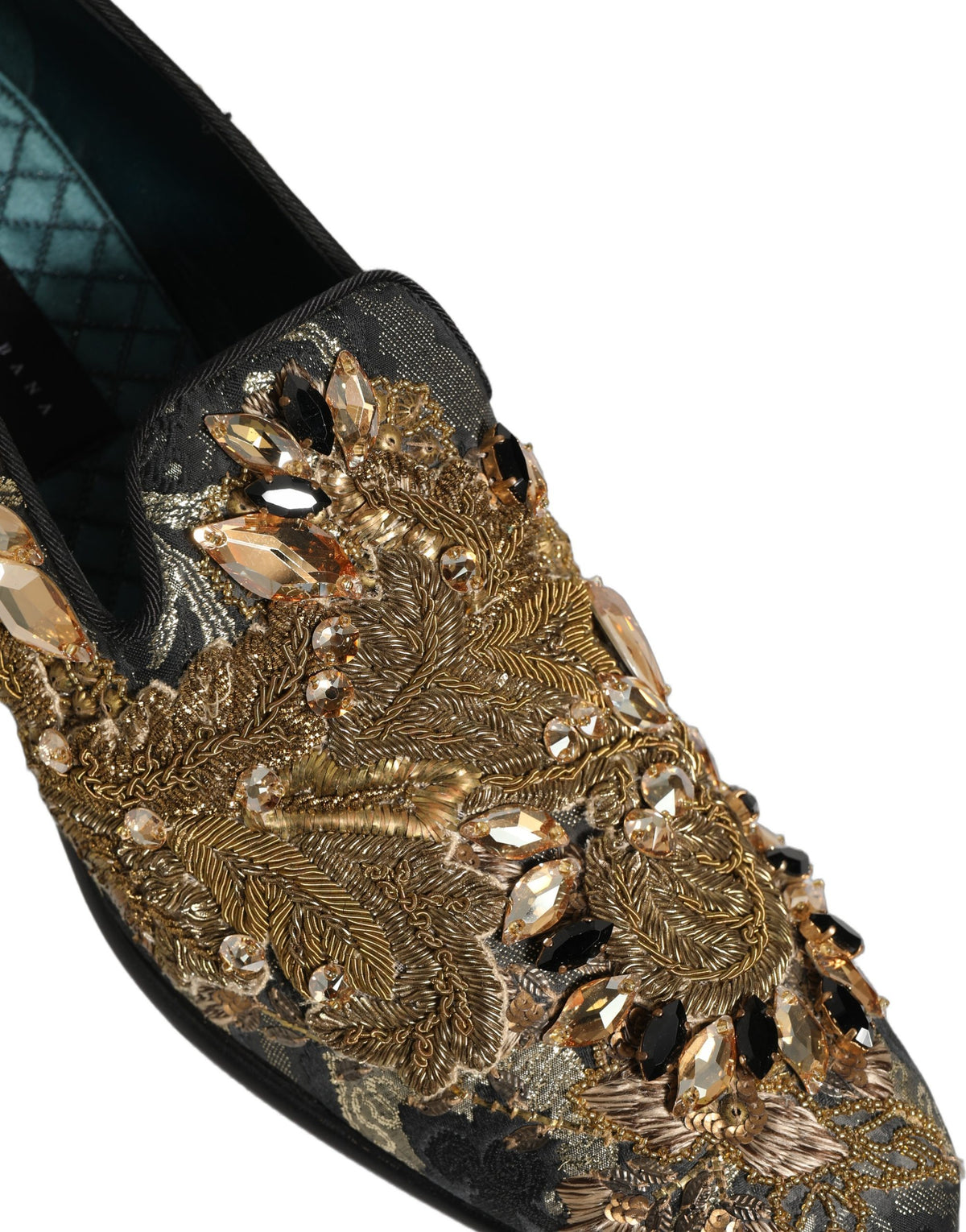 Dolce & Gabbana Black Velvet Embellished Dress Loafers
