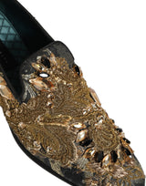 Dolce & Gabbana Black Velvet Embellished Dress Loafers