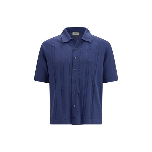 Piacenza Cashmere Blue Cotton Polo Shirt - Elegant Casual Wear