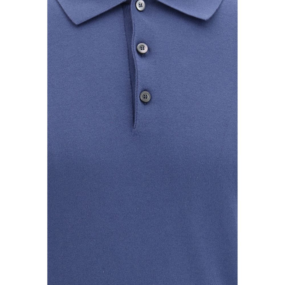 Polo Shirt en Coton Bleu Piacenza Cashmere pour Homme