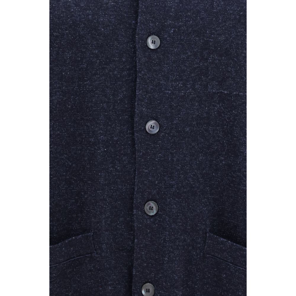 Piacenza Cashmere Blue Silk Cardigan for Men