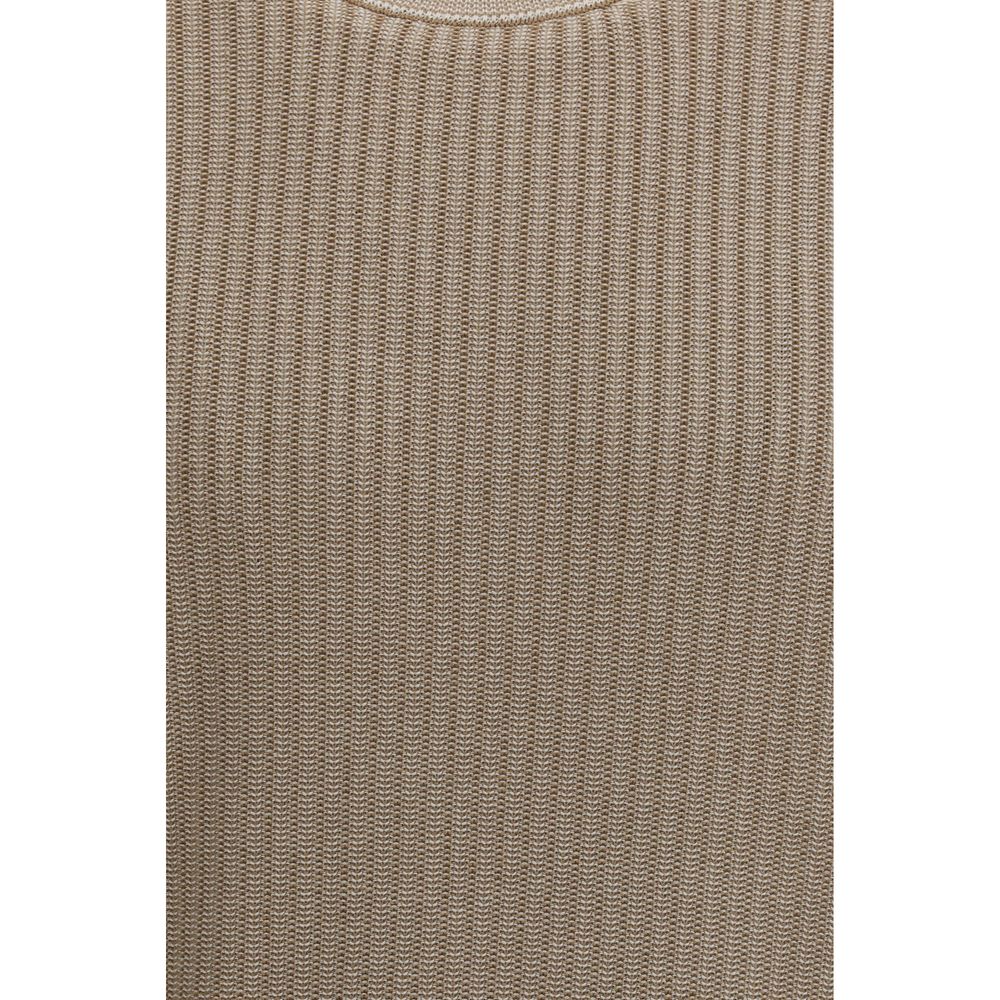 Piacenza Cashmere Beige Cotton and Silk Blend Sweatshirt