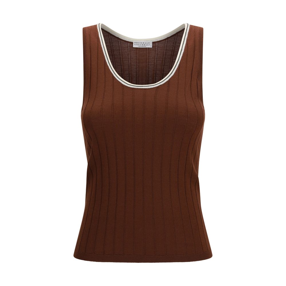 Brunello Cucinelli Bordeaux Wool Oves Aries Sleeveless T-Shirt