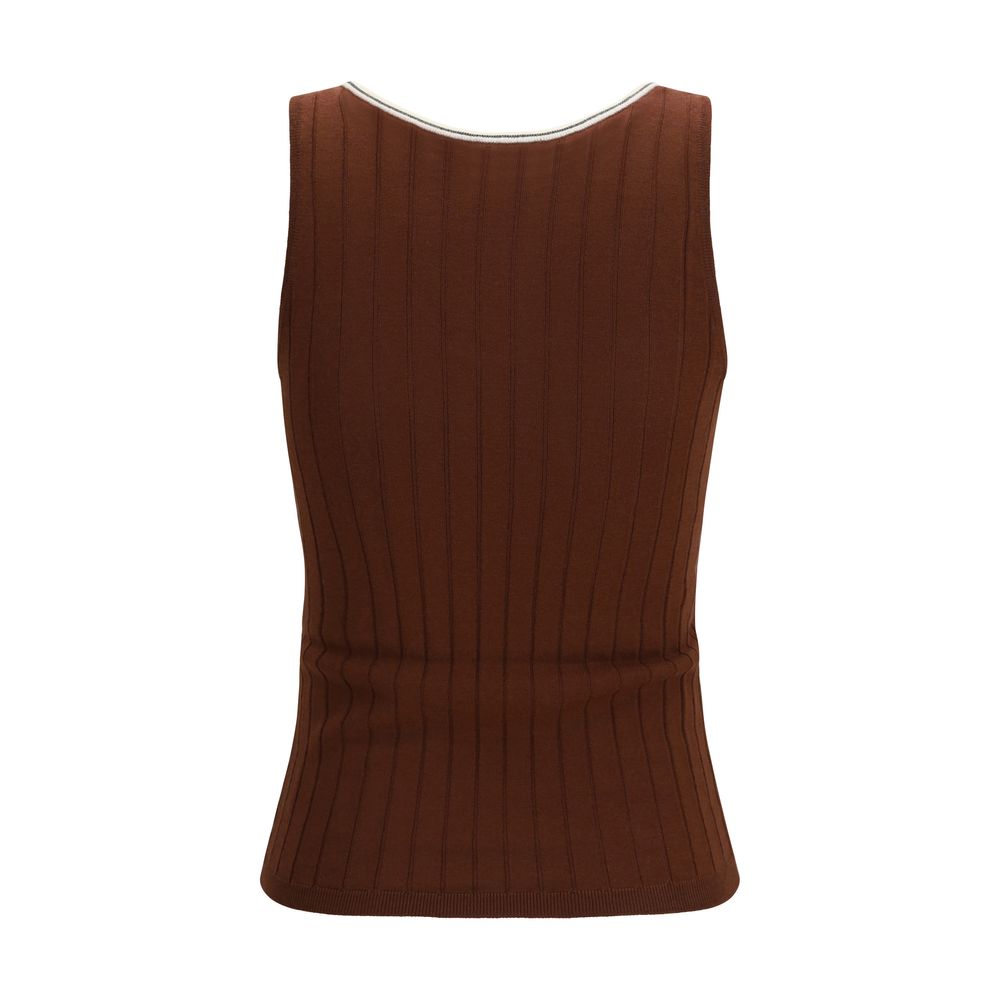 Brunello Cucinelli Bordeaux Wool Oves Aries Sleeveless T-Shirt