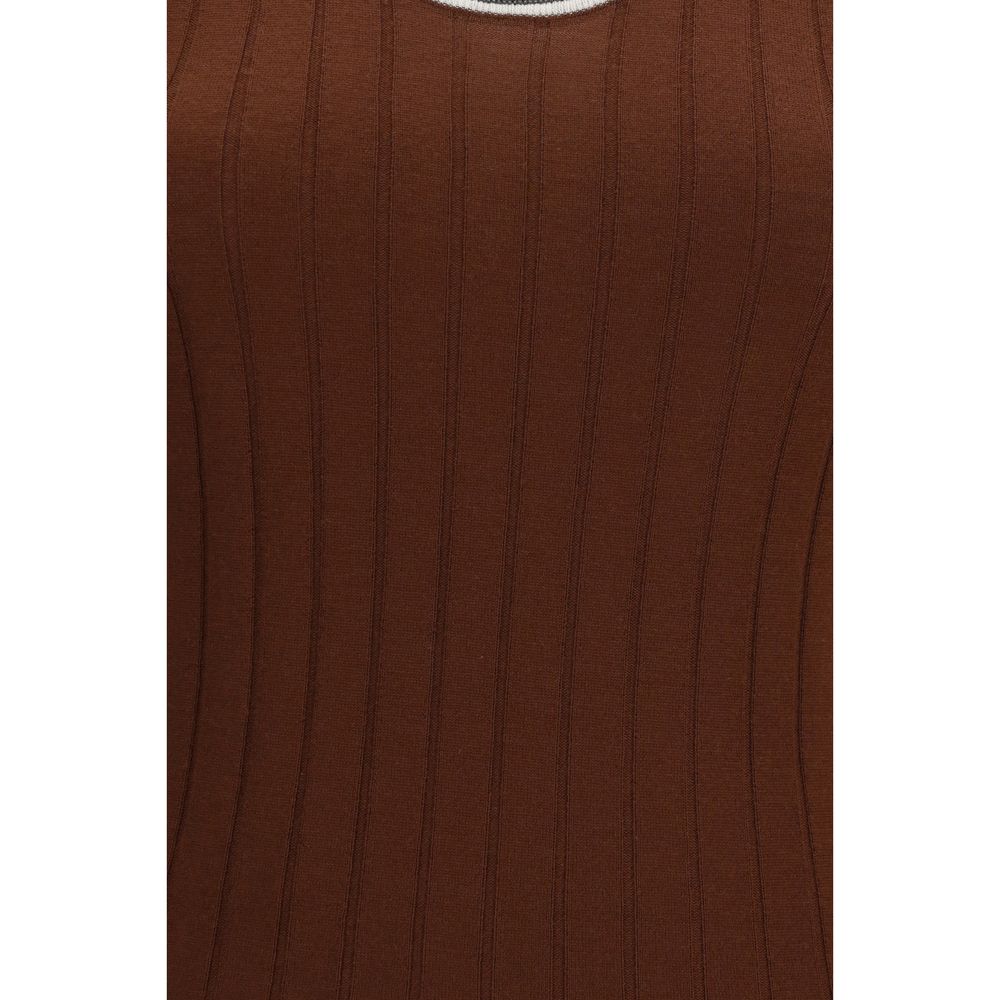 Brunello Cucinelli Bordeaux Wool Oves Aries Sleeveless T-Shirt