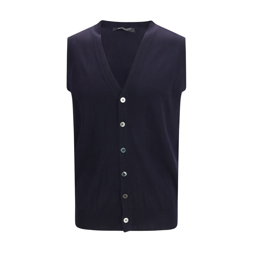 Aragona Cashmere Blue Wool Oves Aries Sleeveless Sweater