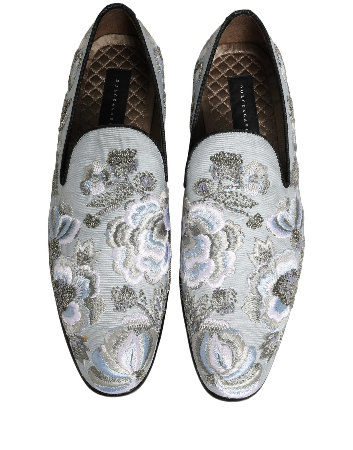 Dolce & Gabbana White Floral Embellished Loafers for Men