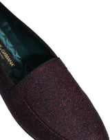 Dolce & Gabbana Maroon Glitter Lurex Logo Dress Loafers