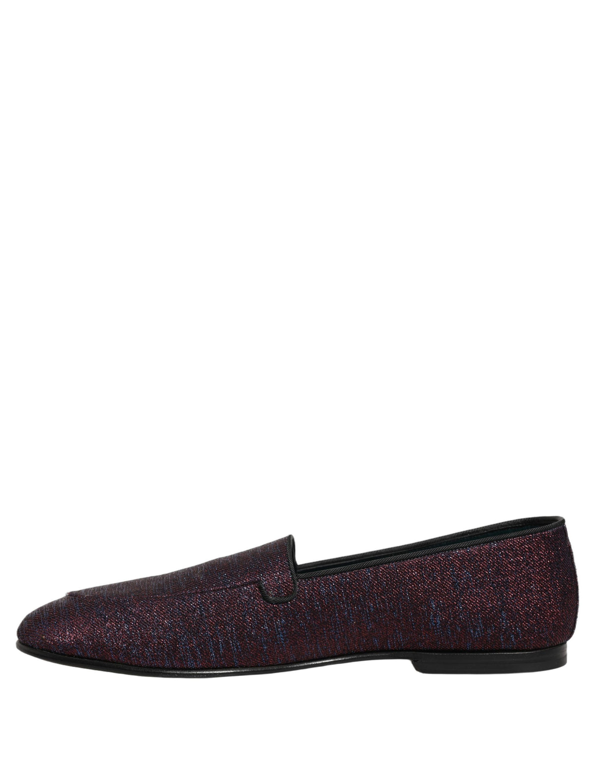 Dolce & Gabbana Maroon Glitter Lurex Logo Dress Loafers