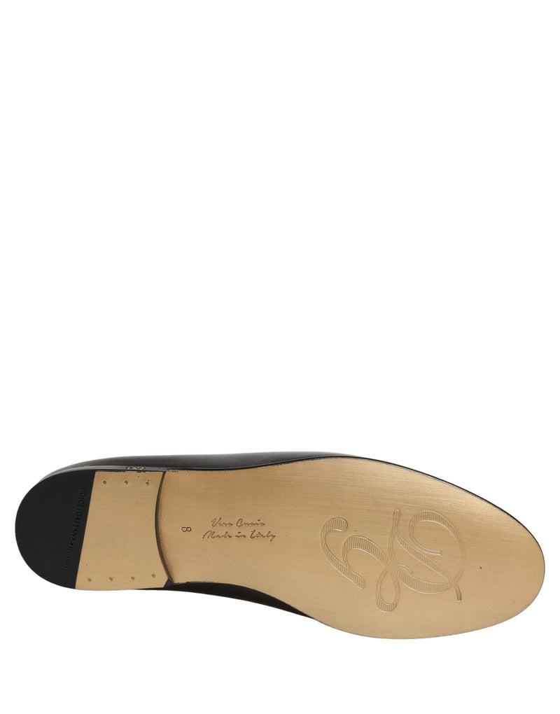 Dolce & Gabbana Silver Leather DG Logo Slip-On Loafers