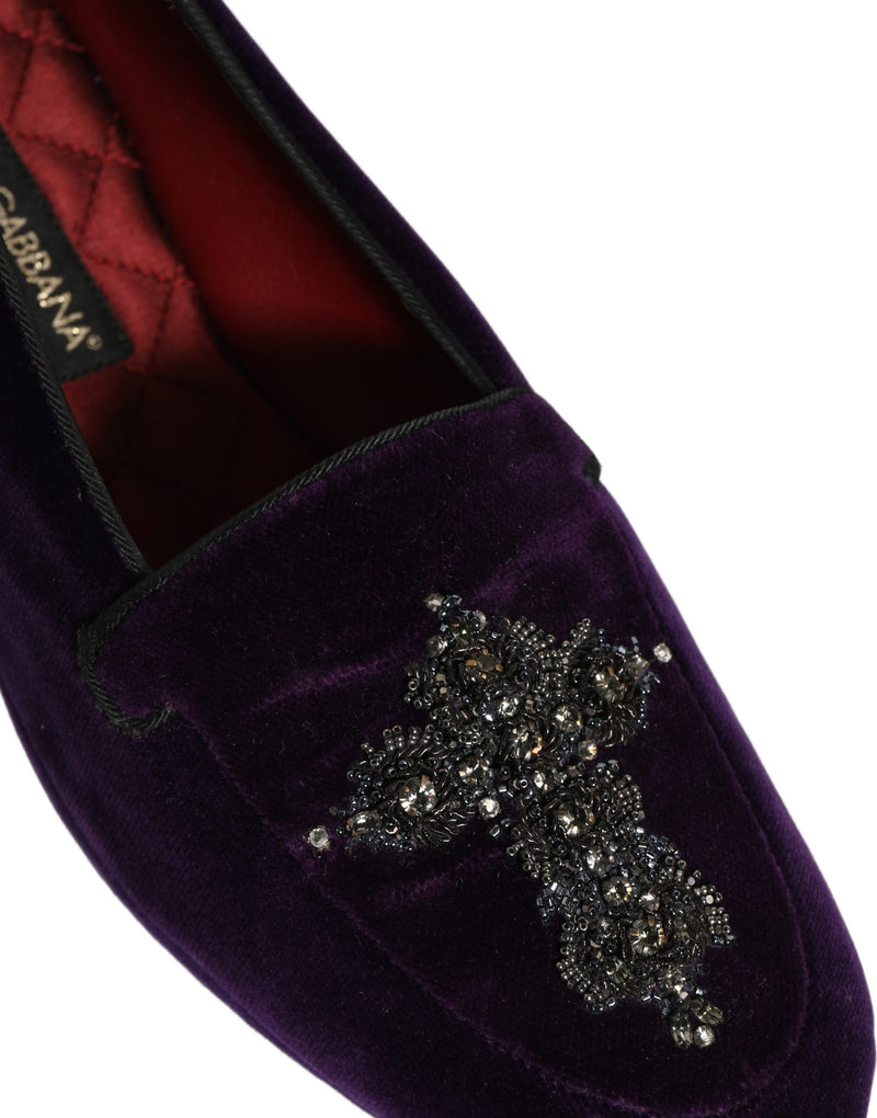 Dolce & Gabbana Violet Suede Embellished Dress Loafers