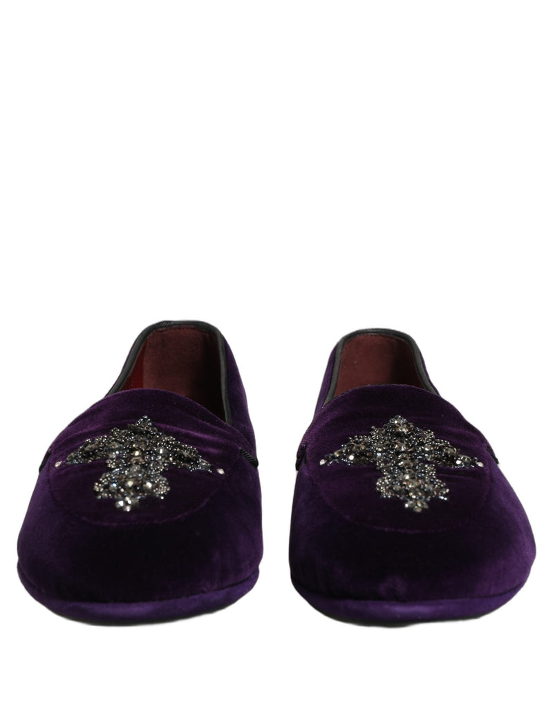 Dolce & Gabbana Violet Suede Embellished Dress Loafers