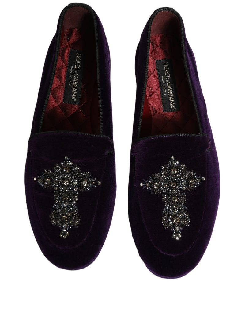 Dolce & Gabbana Violet Suede Embellished Dress Loafers