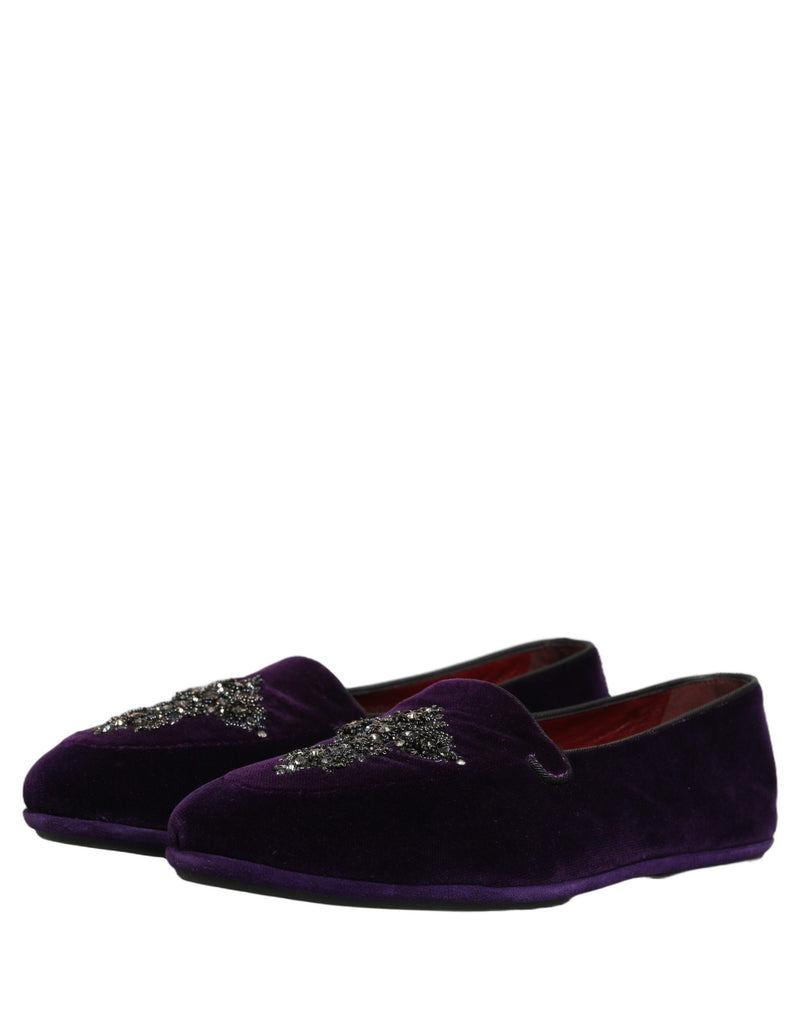 Dolce & Gabbana Violet Suede Embellished Dress Loafers