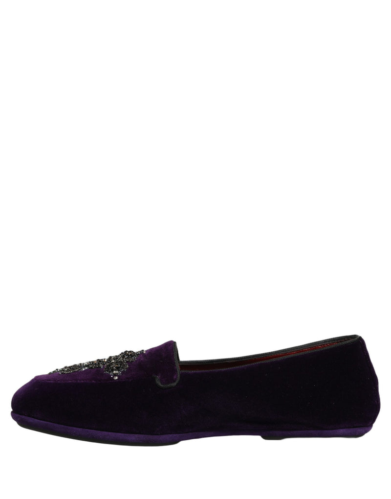 Dolce & Gabbana Violet Suede Embellished Dress Loafers
