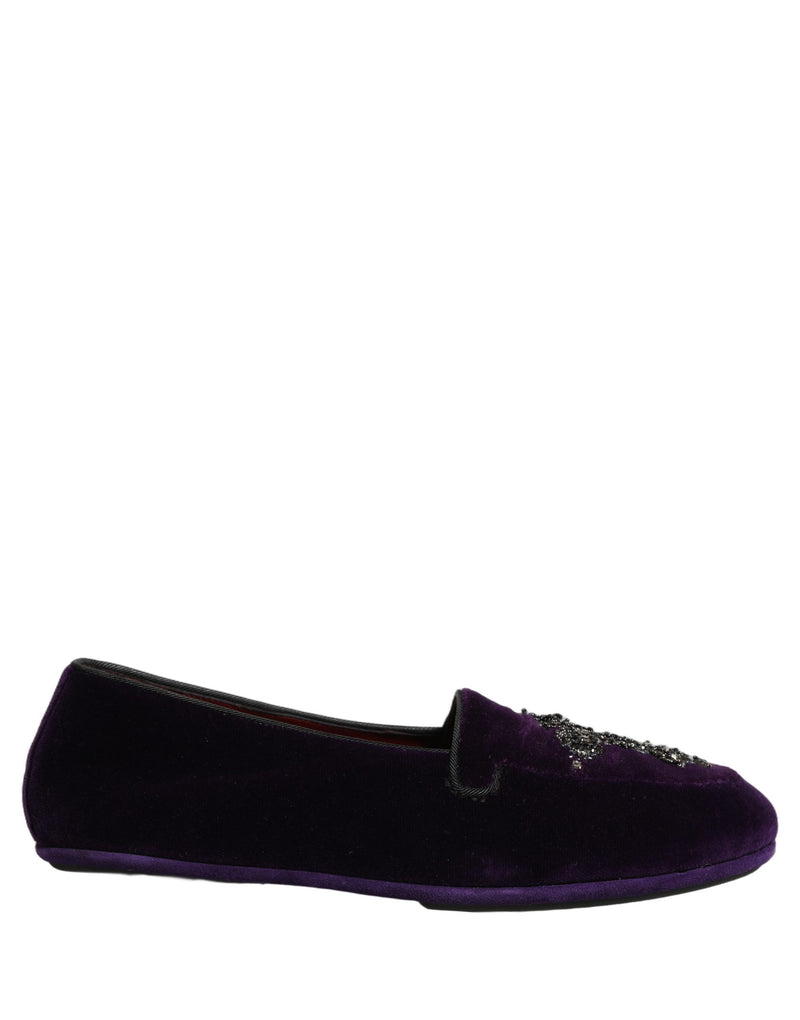 Dolce & Gabbana Violet Suede Embellished Dress Loafers