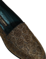 Dolce & Gabbana Gold Lurex Glitter Men Slip On Loafers Shoes