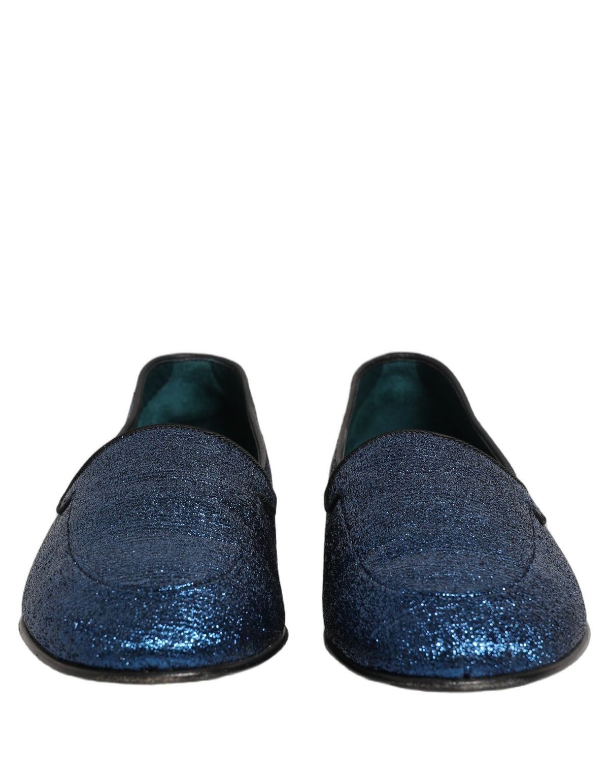 Dolce & Gabbana Blue Glitter Lurex DG Logo Dress Loafers Shoes