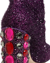 Dolce & Gabbana Purple Crystal Lurex Fantasy High Boots