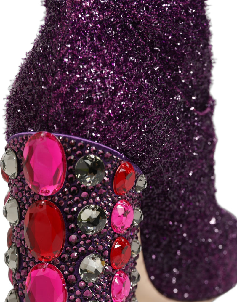 Dolce & Gabbana Purple Crystal Lurex Fantasy High Boots