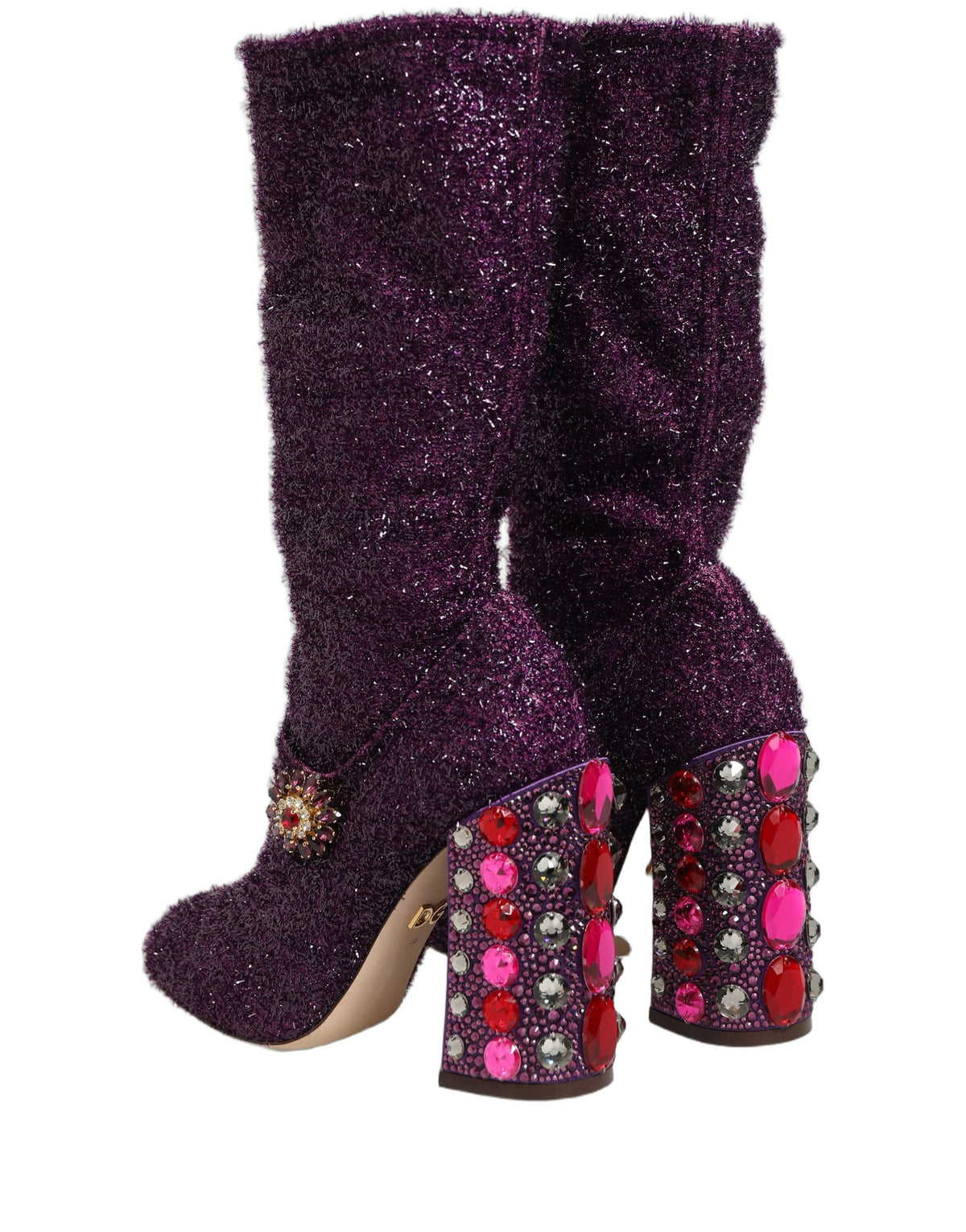 Dolce & Gabbana Purple Crystal Lurex Fantasy High Boots