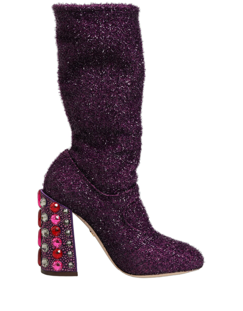 Dolce & Gabbana Purple Crystal Lurex Fantasy High Boots