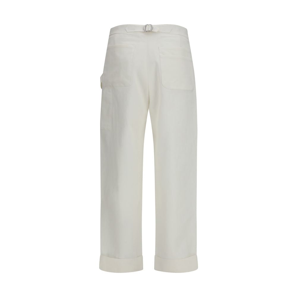 Umit Benan White Cotton Casual Pants for Men