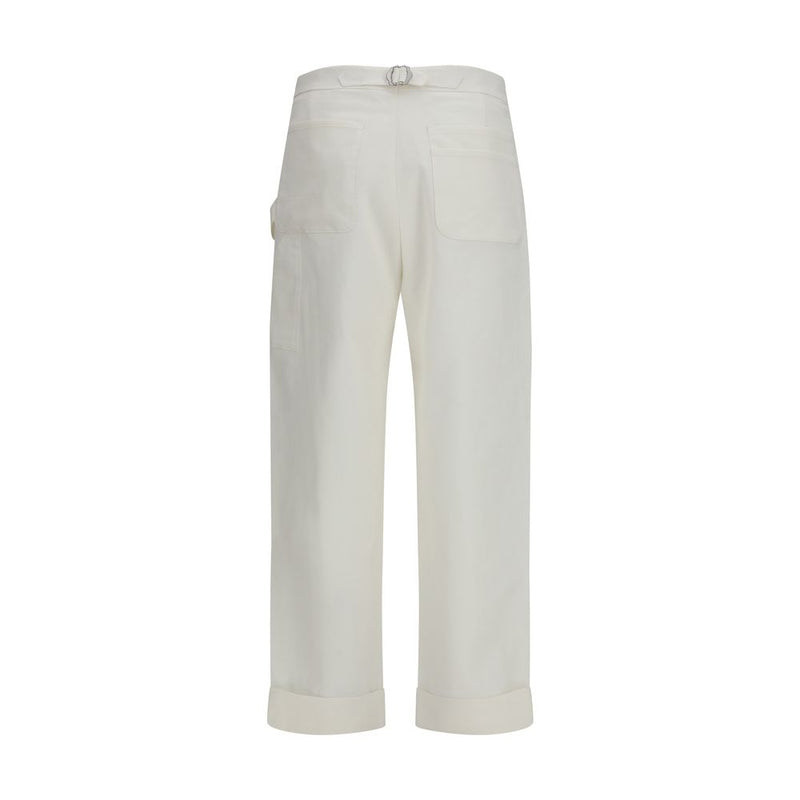 Umit Benan White Cotton Casual Pants for Men
